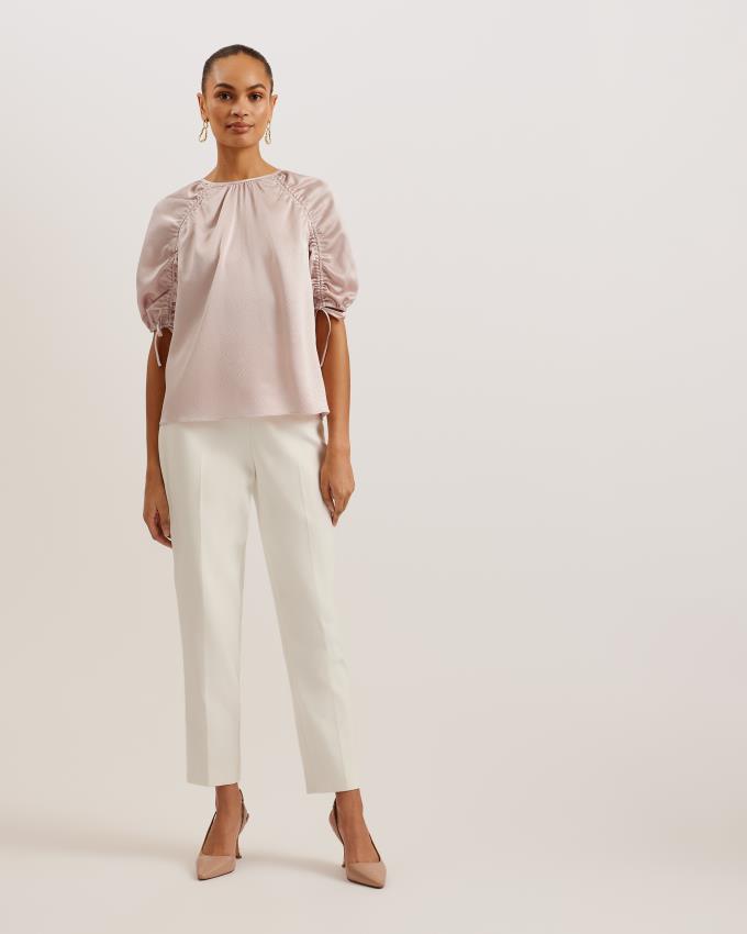 Hauts Ted Baker Gathered Puff Sleeve Satin Rose Femme | CIA-98083961